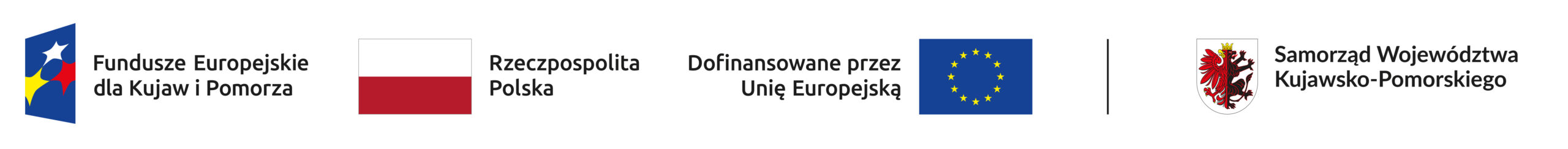 Logotypy: Fundusze Europejskie Dla Kujaw i Pomorza, Rzeczpospolita Polska, Dofinansowane przez Unię Europejską, Samorząd Województwa Kujawsko - Pomorskiego